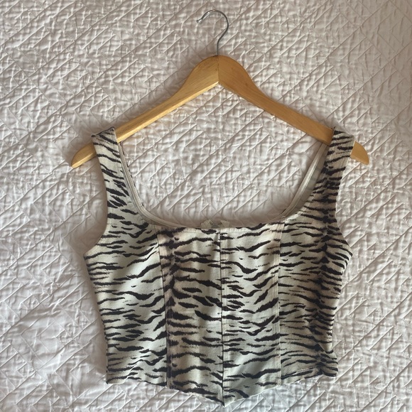 Zebra Corset Crop Tank - Picture 1 of 3